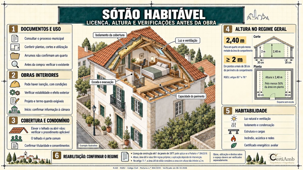 Transformar o sótão em habitação: licença, altura mínima e o que verificar antes da obra
